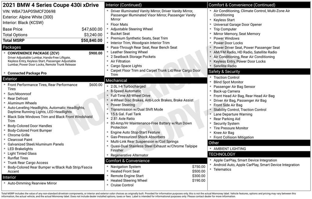 Thumbnail image of 2021 BMW 4 Series at Cape Coral Chrysler Dodge Jeep Ram