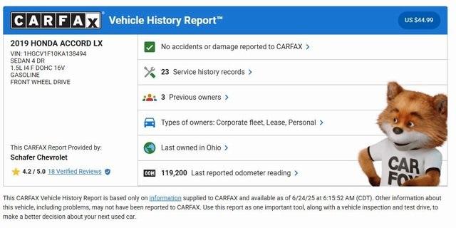 Thumbnail image of 2019 Honda Accord at Schafer Chevrolet