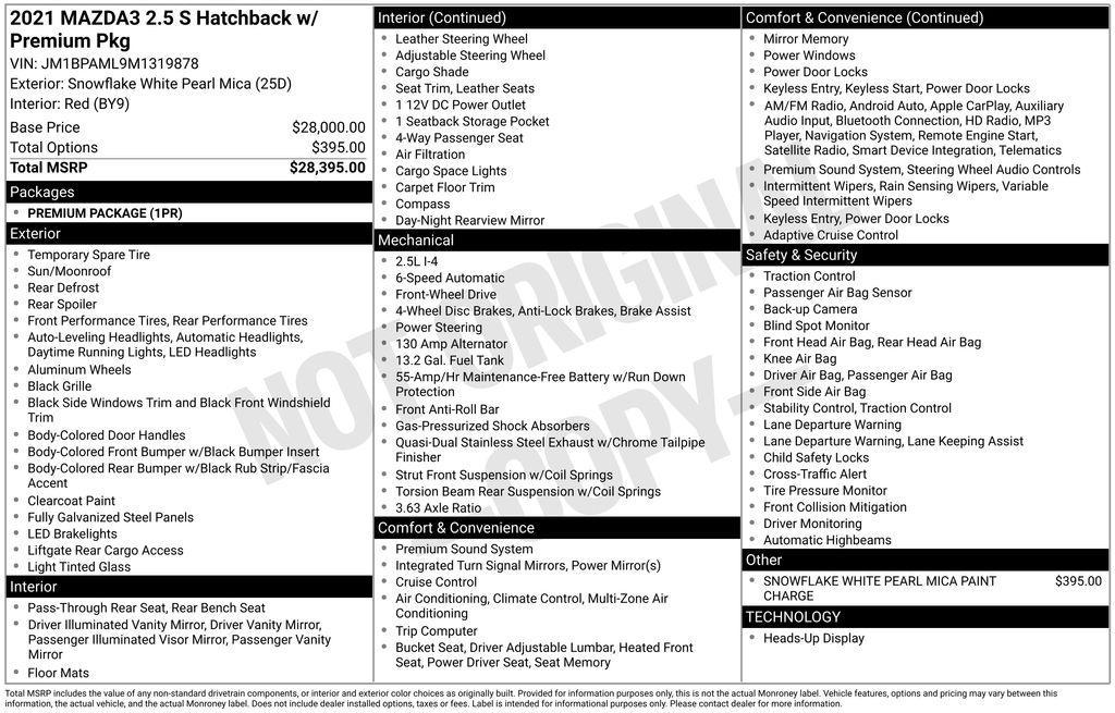 Thumbnail image of 2021 Mazda Mazda3 Hatchback at Kendall Dodge Chrysler Jeep Ram