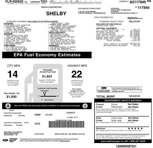 Thumbnail image of 2010 Ford Shelby GT500 at KarplusWarehouse of Pacoima, CA