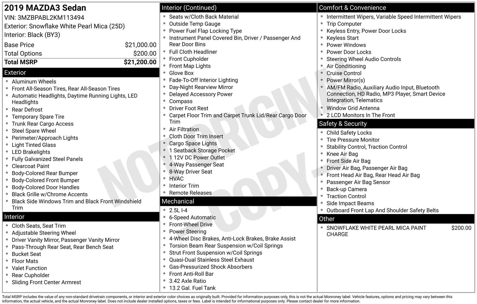 Thumbnail image of 2019 Mazda Mazda3 Sedan at Brickell Mazda
