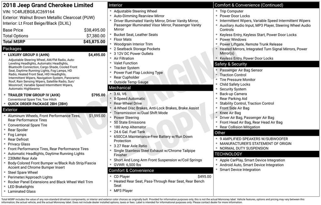 Thumbnail image of 2018 Jeep Grand Cherokee at Cape Coral Chrysler Dodge Jeep Ram